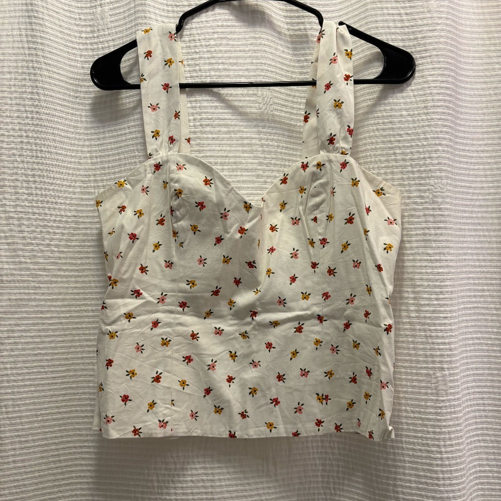 White Floral Reformation Tank